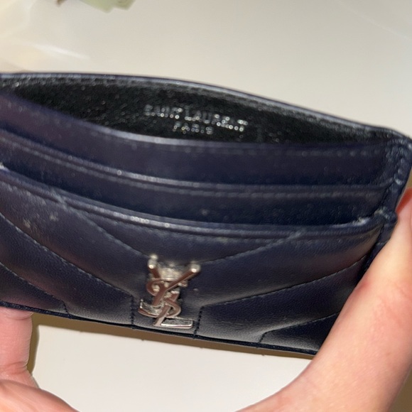 YSL Navy Leather Card Holder - Picture 6 of 6